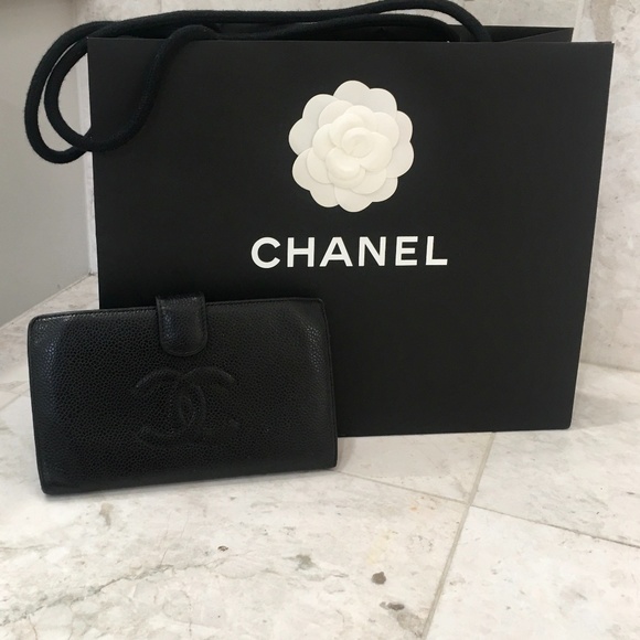 CHANEL Handbags - CHANEL Black Caviar Timeless French Purse Wallet